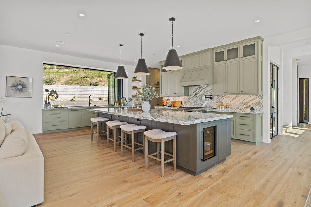 Kitchen with sage green cabinets