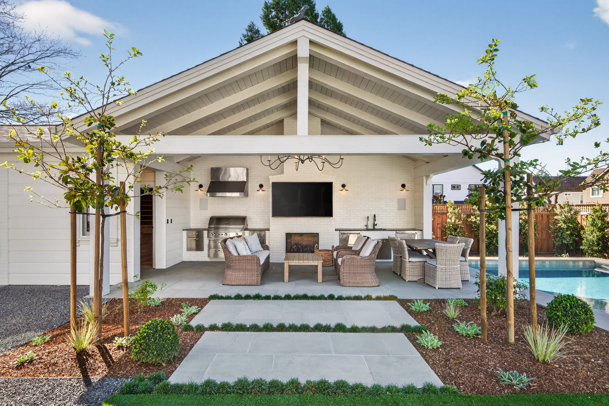 Covered outdoor kitchen pavilion
