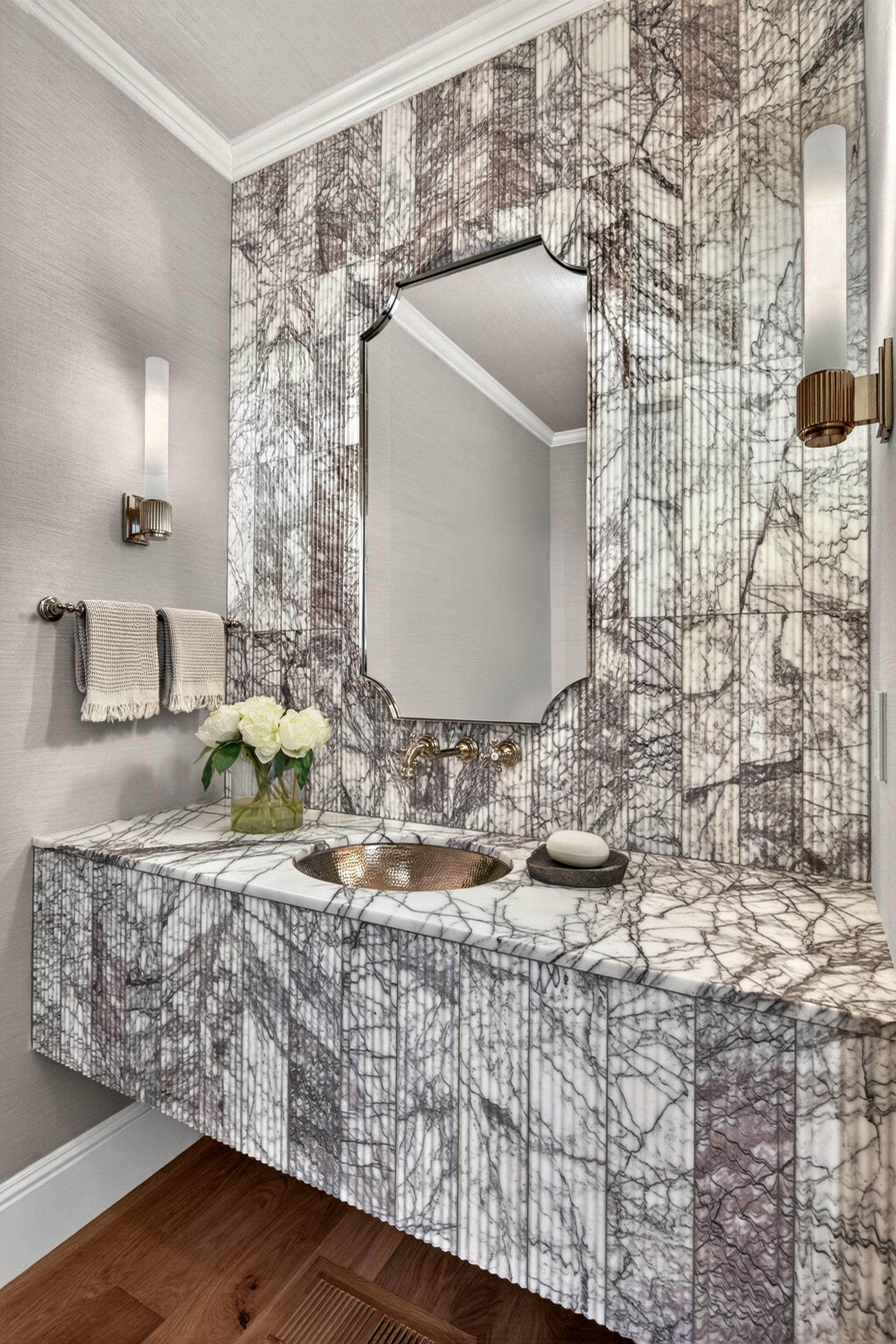 Marble powder room, Haydon Street Residence