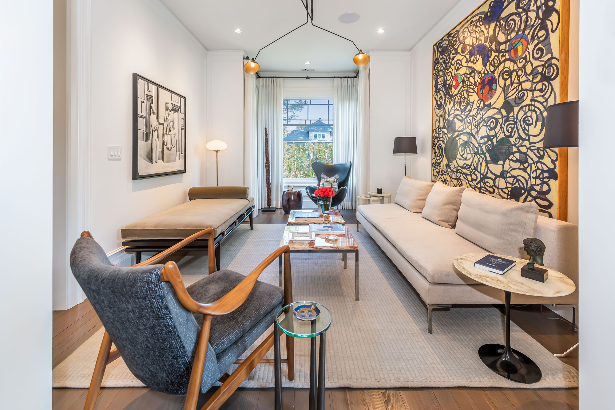 Living room with art collection